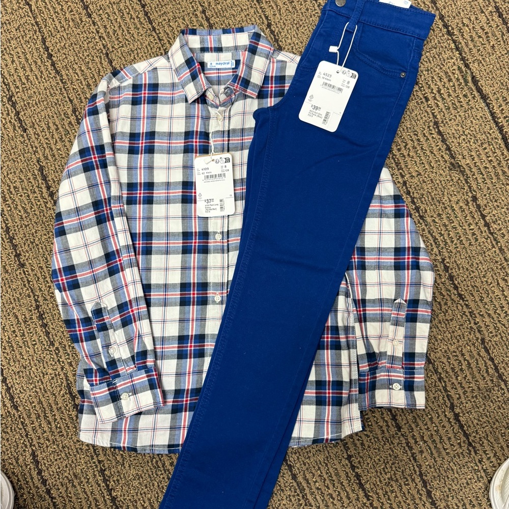 Mayoral Red and Blue Plaid Shirt